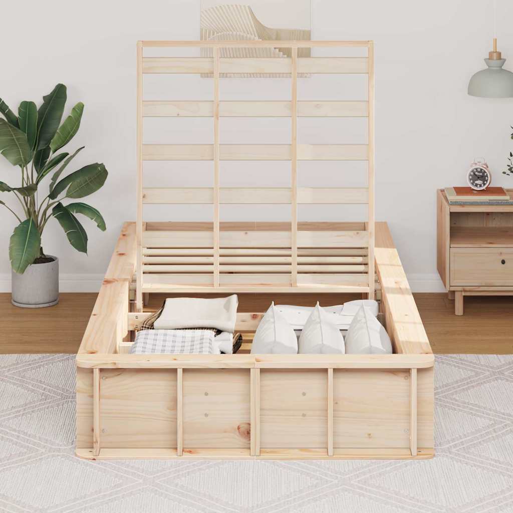 Bed Frame Brown 90 x 190 cm Solid Pine Wood