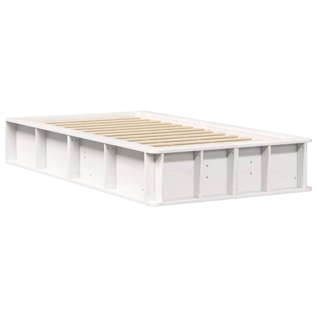 Bed Frame White 90 x 190 cm Solid Pine Wood