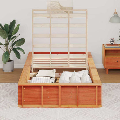 Bed Frame Wax Brown 90 x 190 cm Solid Pine Wood