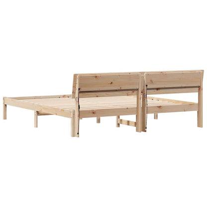 Bed Frame with Headboard Brown 200 x 200 cm Solid Pine Wood