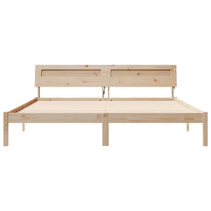 Bed Frame with Headboard Brown 200 x 200 cm Solid Pine Wood
