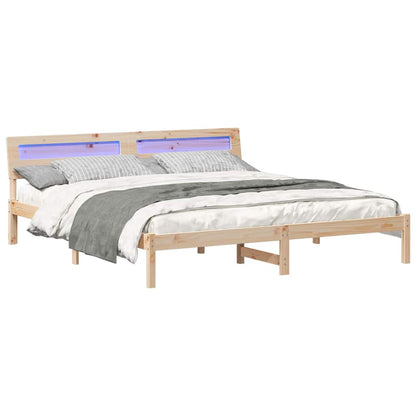 Bed Frame with Headboard Brown 200 x 200 cm Solid Pine Wood