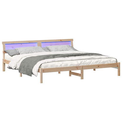 Bed Frame with Headboard Brown 200 x 200 cm Solid pine wood