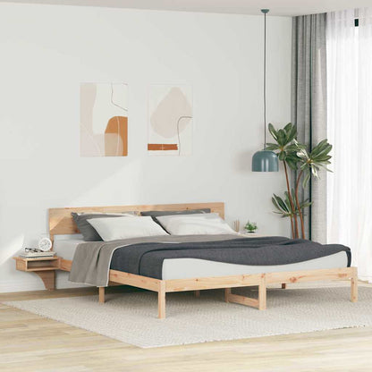 Bed Frame with Headboard Brown 200 x 200 cm Solid Pine Wood