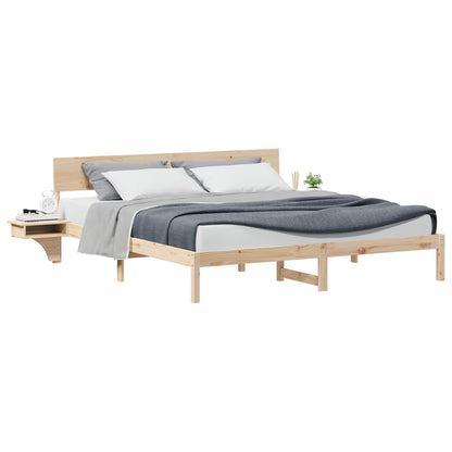 Bed Frame with Headboard Brown 200 x 200 cm Solid Pine Wood