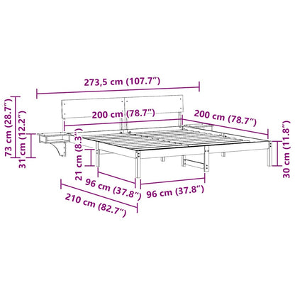Bed Frame with Headboard Brown 200 x 200 cm Solid Pine Wood