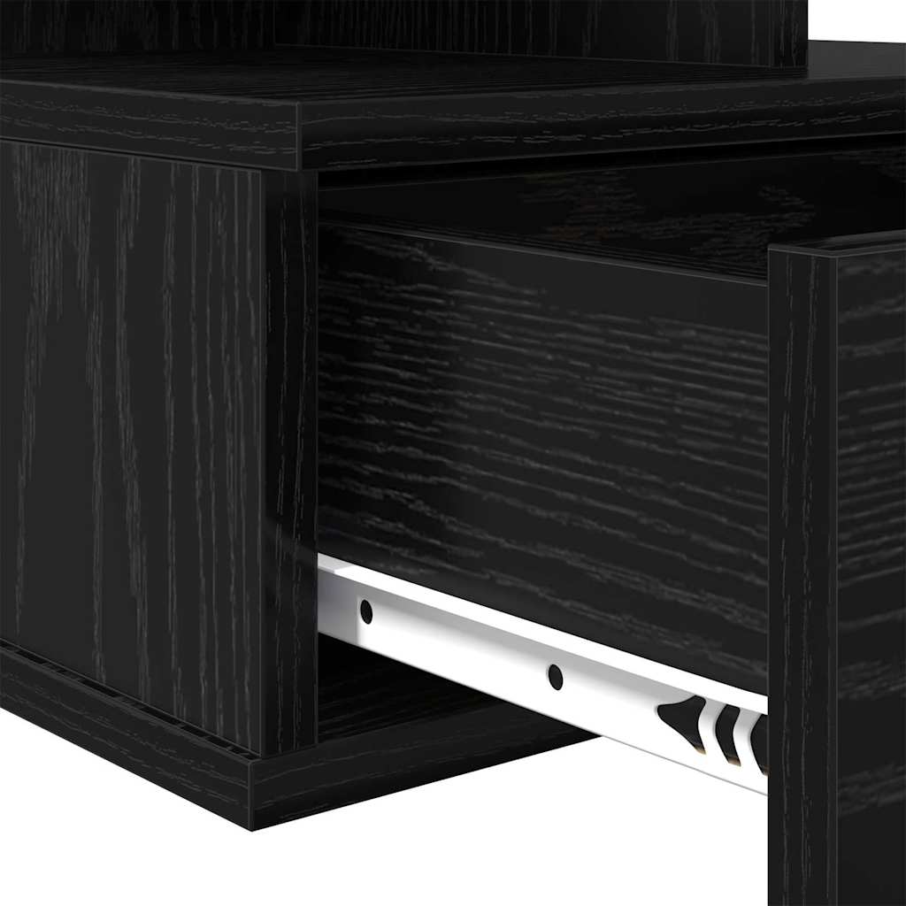 Floating Nightstand with Drawer 2 pcs Black Oak 40 x 31 x 28 cm