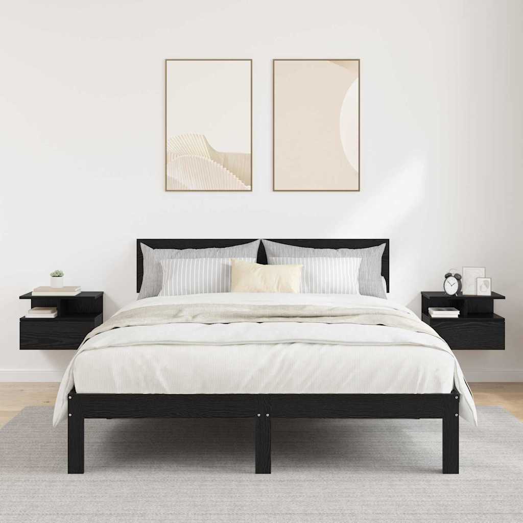 Floating Nightstand with Drawer 2 pcs Black Oak 40 x 31 x 28 cm