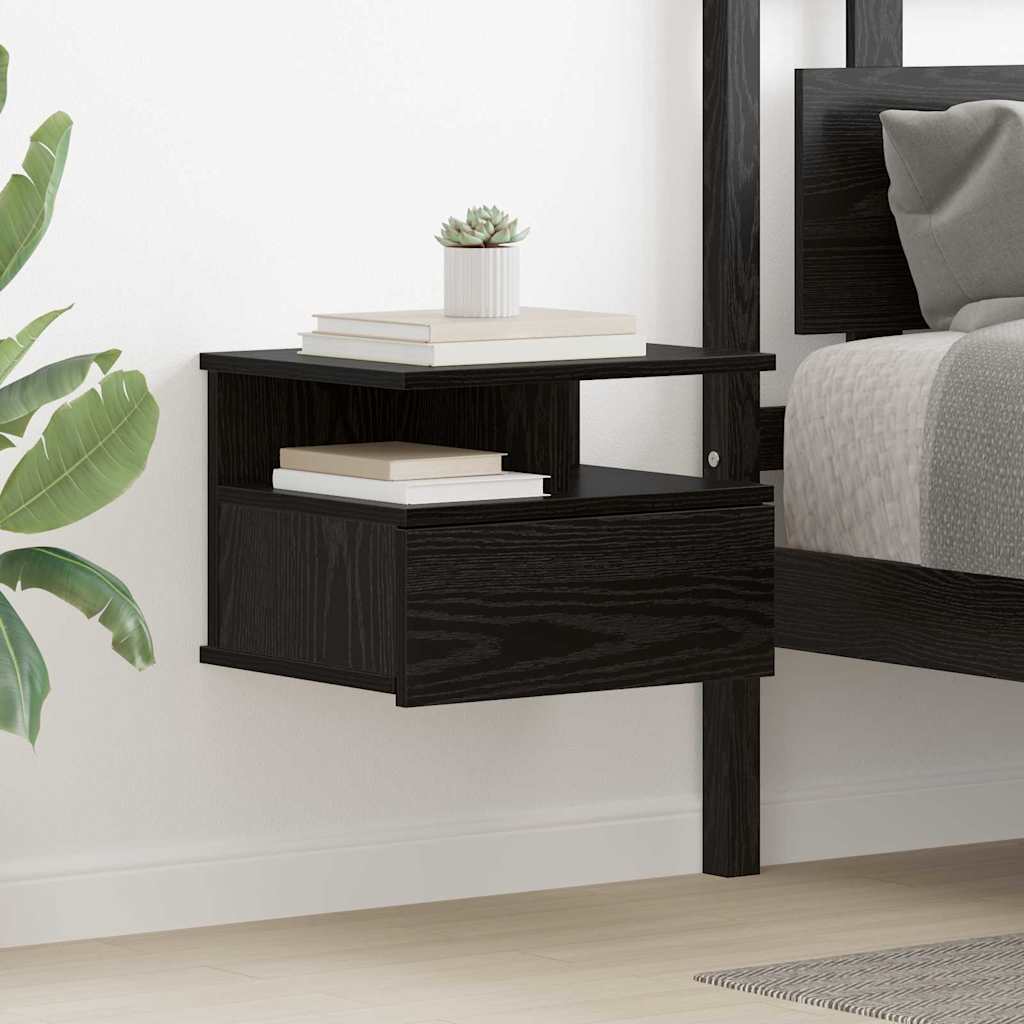Floating Nightstand with Drawer 2 pcs Black Oak 40 x 31 x 28 cm