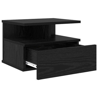 Floating Nightstand with Drawer 2 pcs Black Oak 40 x 31 x 28 cm