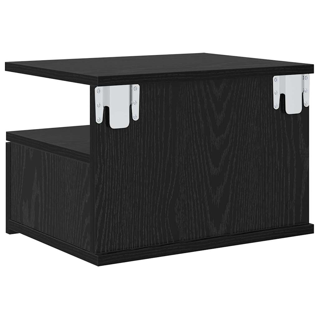 Floating Nightstand with Drawer 2 pcs Black Oak 40 x 31 x 28 cm