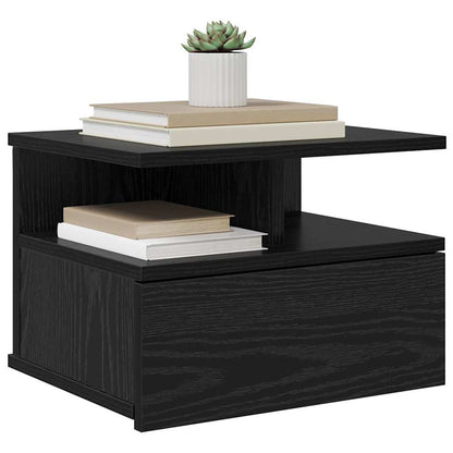 Floating Nightstand with Drawer 2 pcs Black Oak 40 x 31 x 28 cm