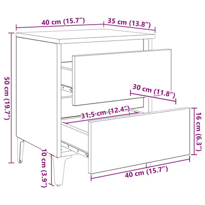 Bedside Cabinet 2 pcs Black oak 40 x 35 x 50 cm Engineered wood