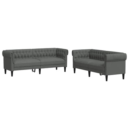 Living Room Couch 2 pcs Dark Grey 201.5 x 74.5 x 74.5 cm Fabric