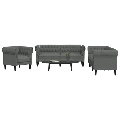 Living Room Couch 3 pcs Dark Grey 201.5 x 74.5 x 74.5 cm Fabric