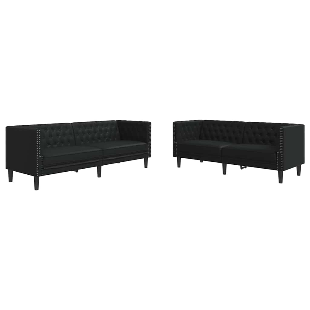 Living Room Couch 2 pcs Black 194 x 74.5 x 70.5 cm Faux Leather