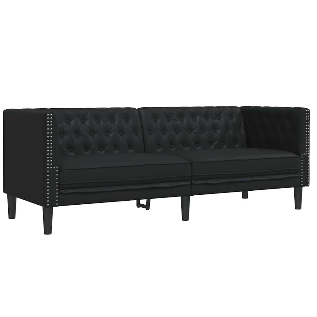 Living Room Couch 2 pcs Black 194 x 74.5 x 70.5 cm Faux Leather