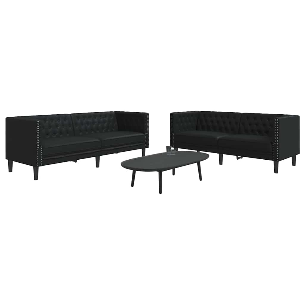 Living Room Couch 2 pcs Black 194 x 74.5 x 70.5 cm Faux Leather