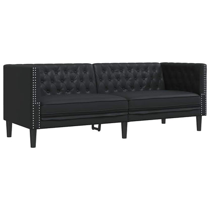 Living Room Couch 3 pcs Black Faux Leather