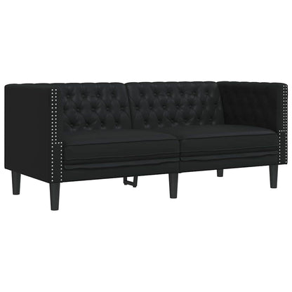 Living Room Couch 3 pcs Black Faux Leather