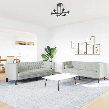 Living Room Couch 2 pcs Light Grey 194 x 74.5 x 70.5 cm Velvet