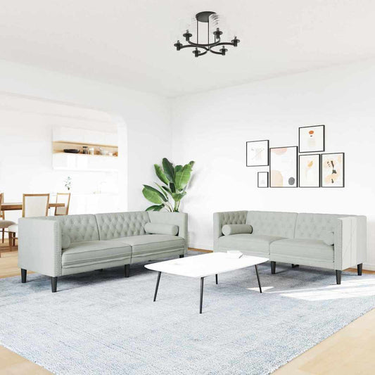Living Room Couch 2 pcs Light Grey Velvet