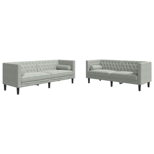 Living Room Couch 2 pcs Light Grey Velvet