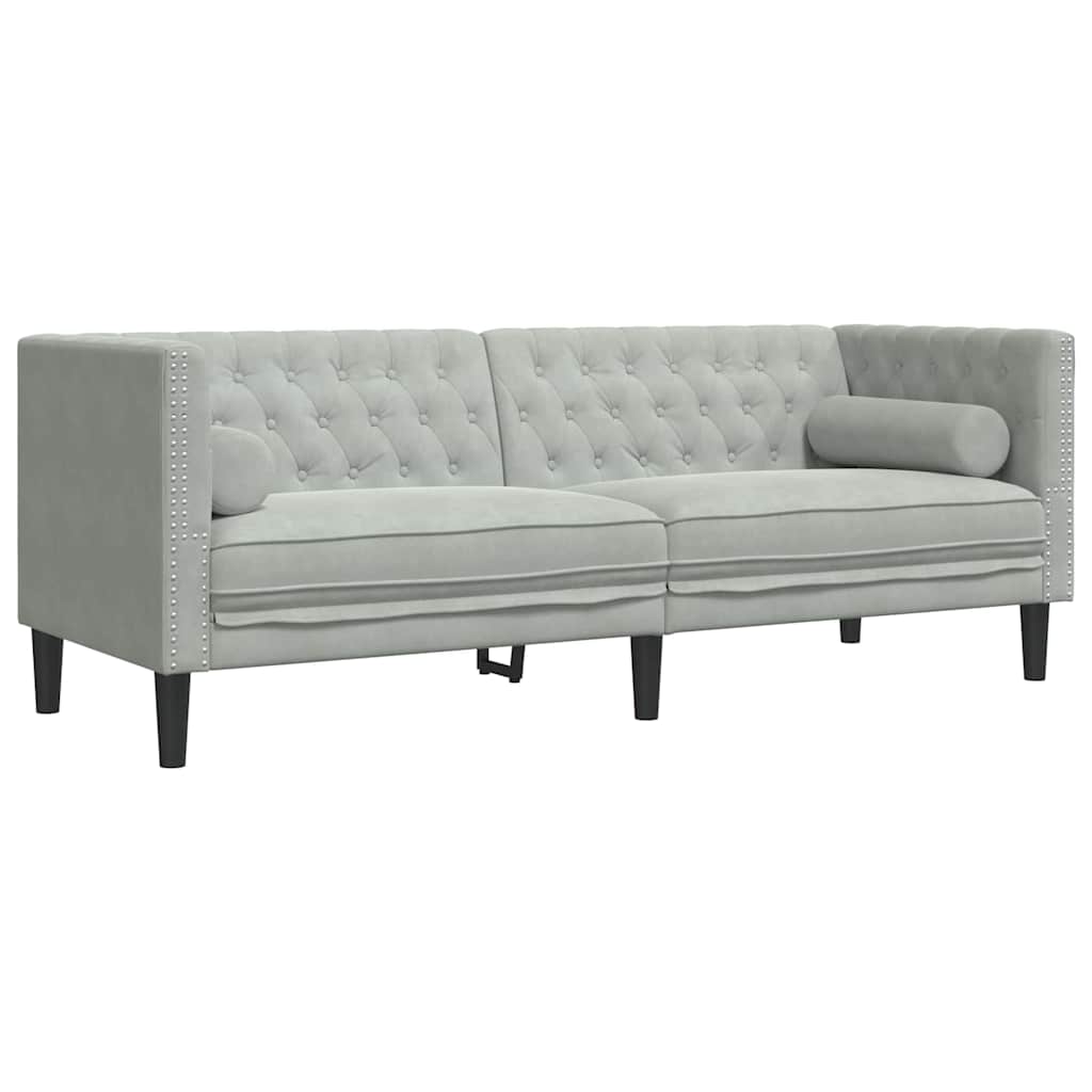 Living Room Couch 2 pcs Light Grey 194 x 74.5 x 70.5 cm Velvet