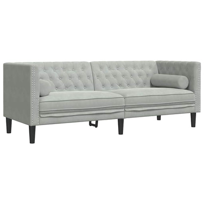 Living Room Couch 2 pcs Light Grey 194 x 74.5 x 70.5 cm Velvet