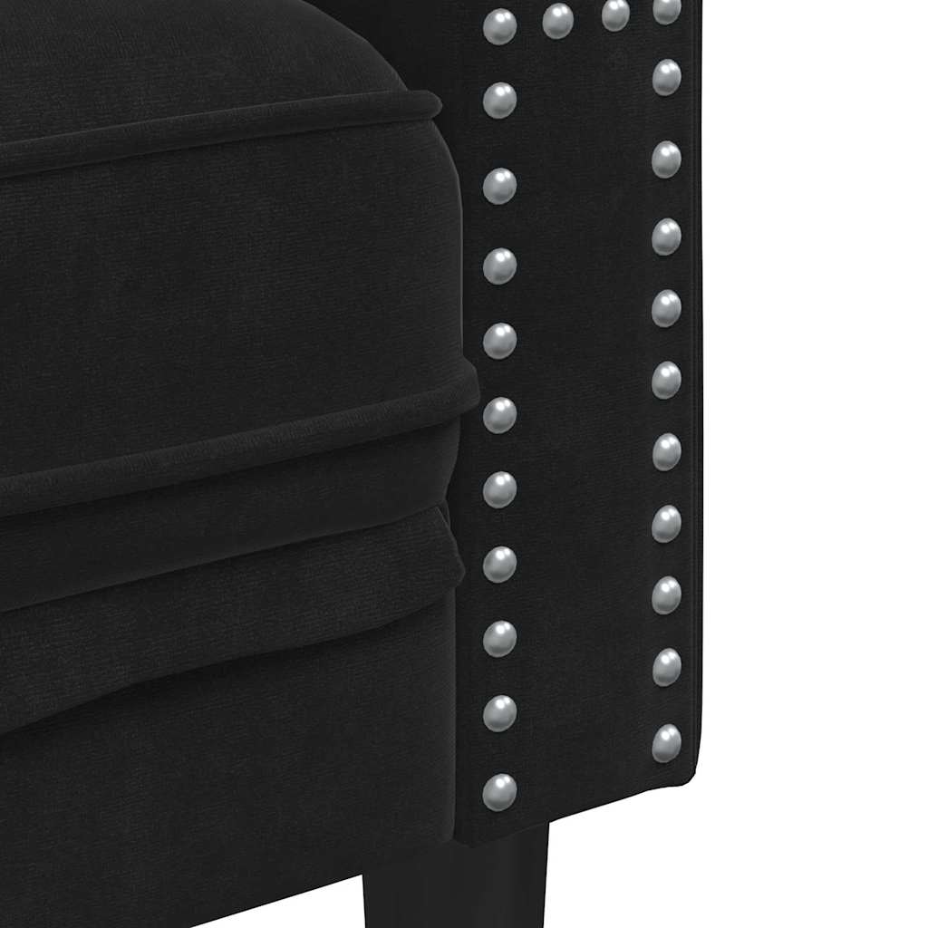 Living Room Couch 2 pcs Black 194 x 74.5 x 70.5 cm Velvet