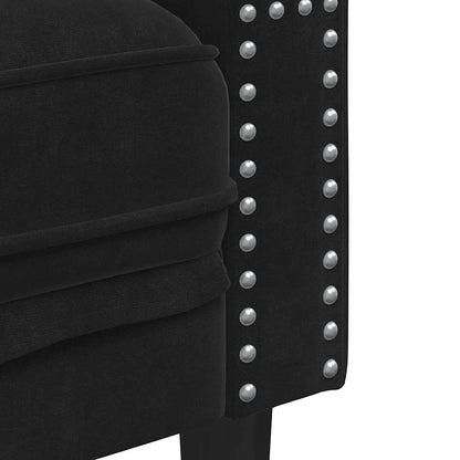 Living Room Couch 2 pcs Black 194 x 74.5 x 70.5 cm Velvet