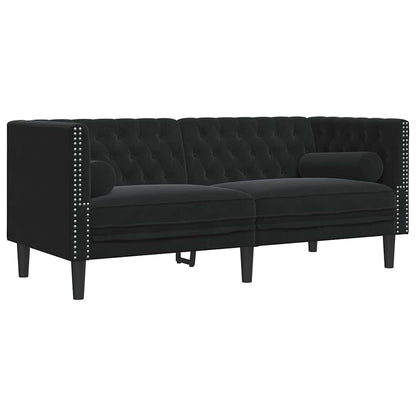 Living Room Couch 2 pcs Black 194 x 74.5 x 70.5 cm Velvet
