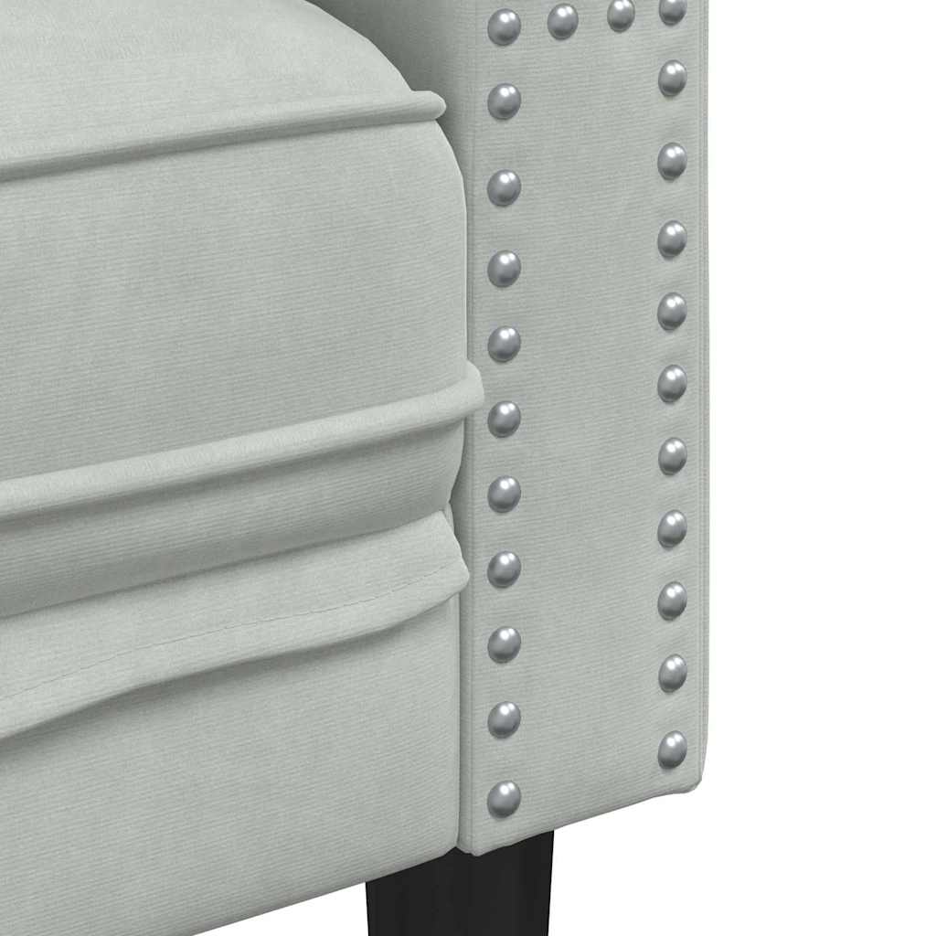 Living Room Couch 3 pcs Light Grey 194 x 74.5 x 70.5 cm Velvet