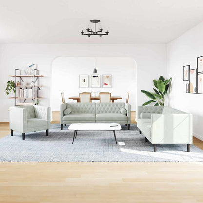 Living Room Couch 3 pcs Light Grey 194 x 74.5 x 70.5 cm Velvet