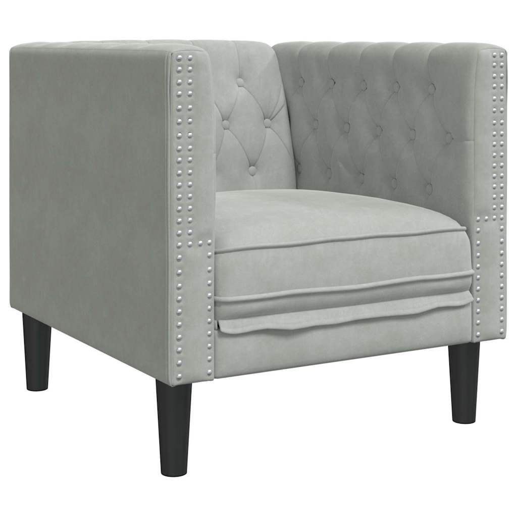 Living Room Couch 3 pcs Light Grey 194 x 74.5 x 70.5 cm Velvet