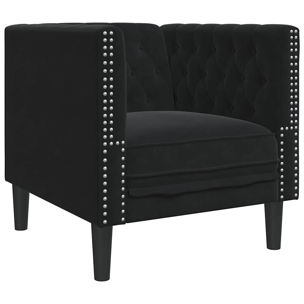 Living Room Couch 3 pcs Black 194 x 74.5 x 70.5 cm Velvet