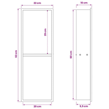 Shower Niche White 60 x 20 x 9.5 cm Stainless Steel