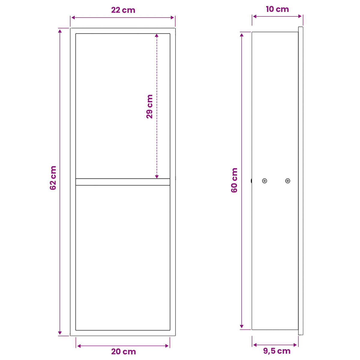 Shower Niche Silver 60 x 20 x 9.5 cm Stainless Steel