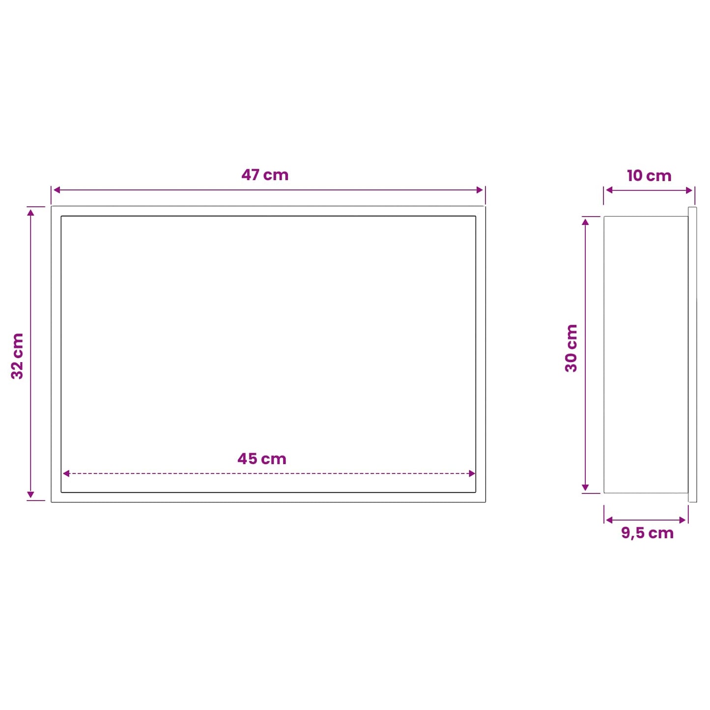 Shower Niche Black 45 x 30 x 9.5 cm Stainless Steel