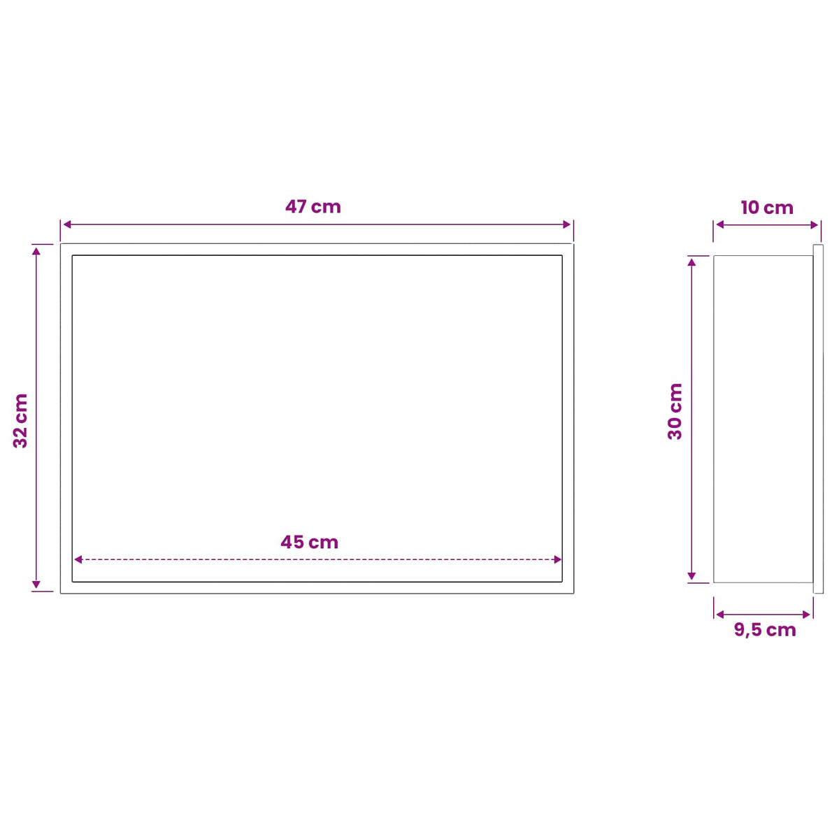 Shower Niche Silver 45 x 30 x 9.5 cm Stainless Steel