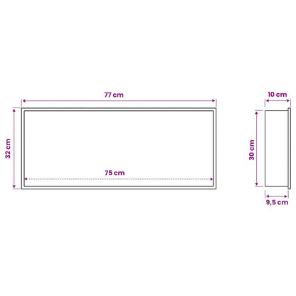 Shower Niche Black 75 x 30 x 9.5 cm Stainless Steel
