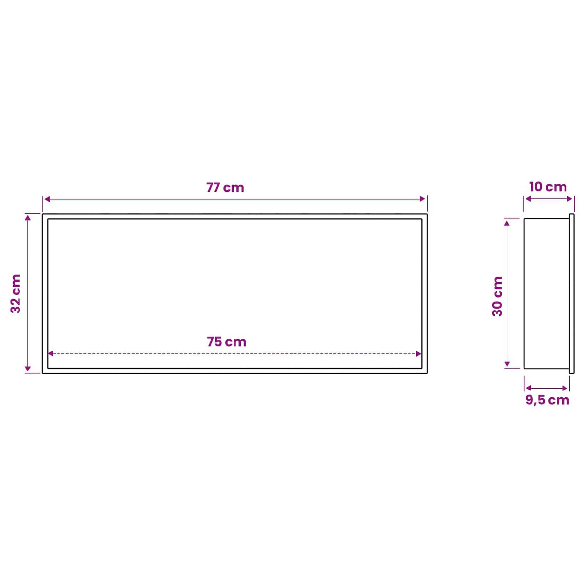 Shower Niche Silver 75 x 30 x 9.5 cm Stainless Steel