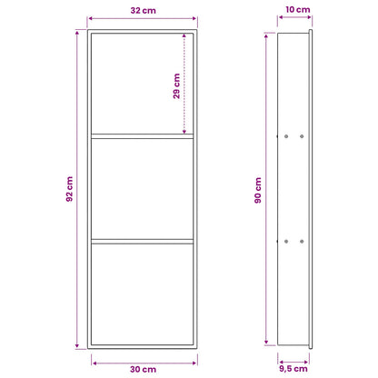 Shower Niche White 90 x 30 x 9.5 cm Stainless Steel