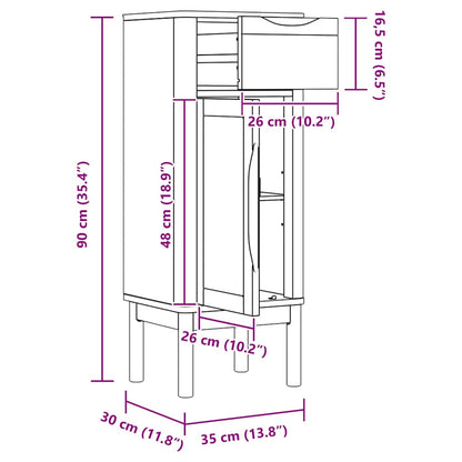 Bathroom Cabinet with Drawer FLORO Wax Brown 35 x 30 x 90 cm