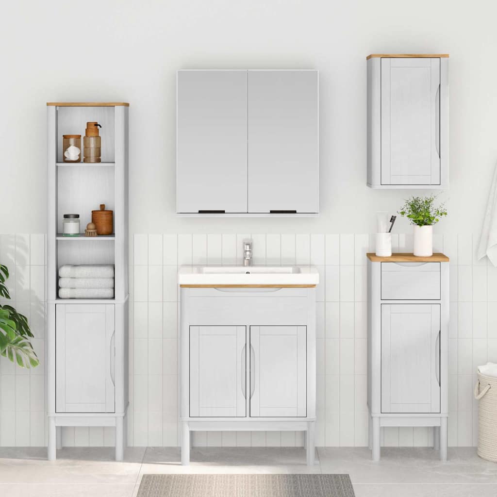 Bathroom Cabinet FLORO White 35 x 30 x 90 cm Solid Pine Wood