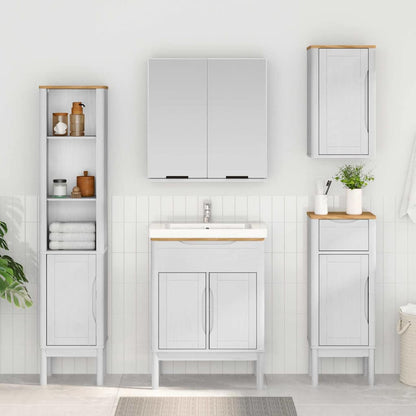 Bathroom Cabinet FLORO White 35 x 30 x 90 cm Solid Pine Wood