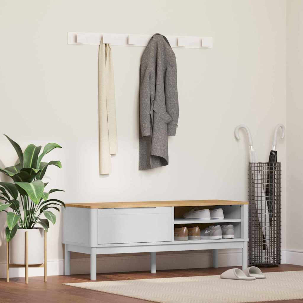 Hallway Bench FLORO White 115 x 40 x 45 cm Solid Pine Wood