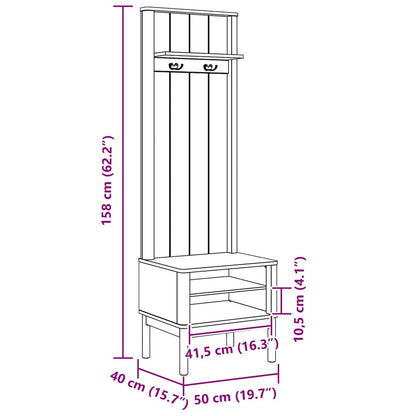 Hallway Cabinet FLORO White 50 x 40 x 158 cm Solid Pine Wood