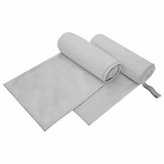 Sports Towels 2 pcs Grey 200 x 100 cm