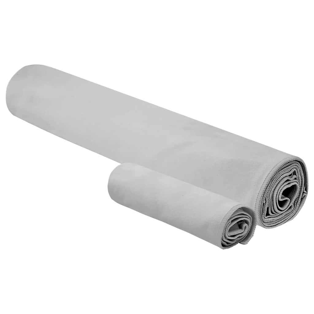 Sports Towel Set 2 pcs Grey Fabric